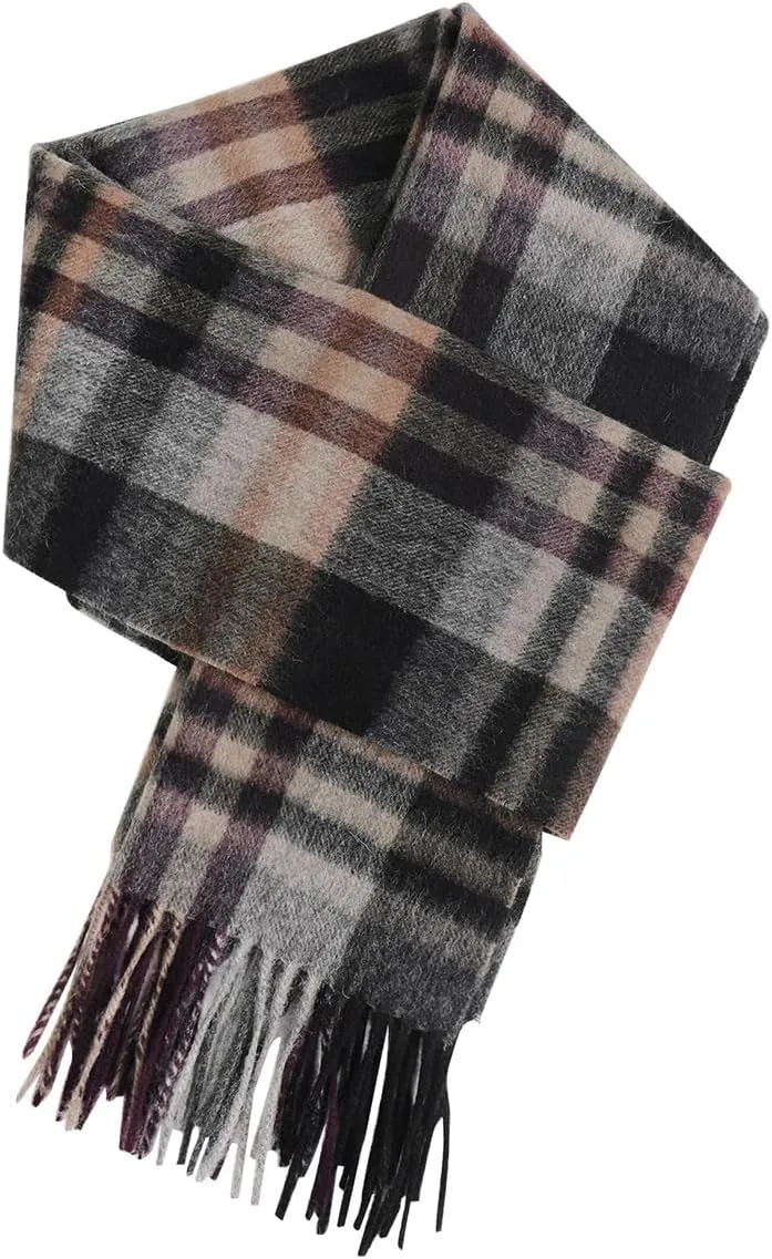 Winter Wool Plaid Striped Scarf for Men,Women Fashion Tartan Checkered Scarf Scarves