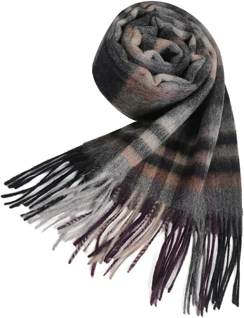 Winter Wool Plaid Striped Scarf for Men,Women Fashion Tartan Checkered Scarf Scarves
