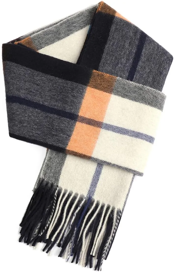 Winter Wool Plaid Striped Scarf for Men,Women Fashion Tartan Checkered Scarf Scarves