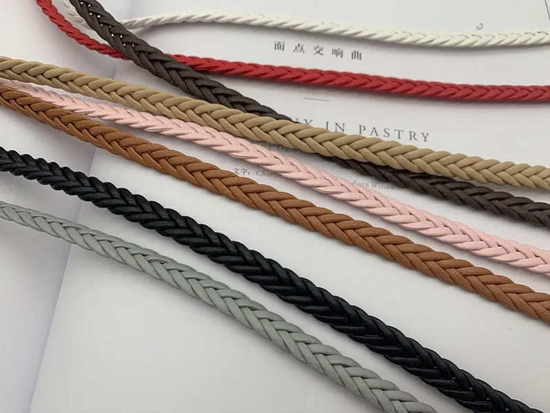 Wjczt Women&#39;s Hand-Woven Thin Belt Fashion Casual Circle Knotted Decorative Rope Braid Belts For Dress Denim Skirt Trouser