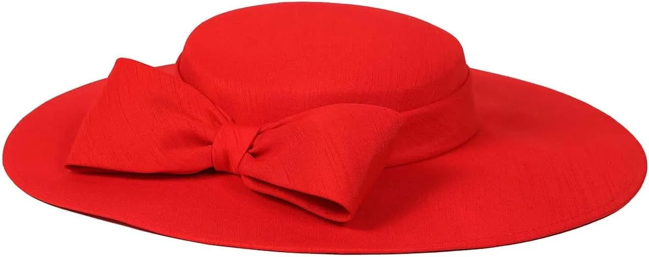 Women Church Hats Formal Kentucky Dress Derby Hats with Bowknot Elegant Wide Brim Wedding Fascinators