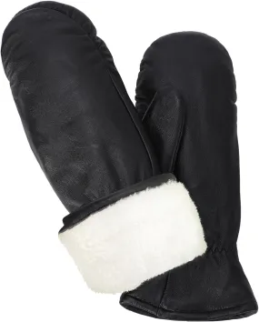 Women Leather Mittens Finger Rabbit fur Lining Winter Sheepskin Soft and Warm