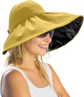 Women Sun Hat Empty Top Hats Summer Visor Capsfor UV Protection Holiday Sunscreen Sun Bonnet Hats Wide Brim with Ponytail Hole Beach Hat Green