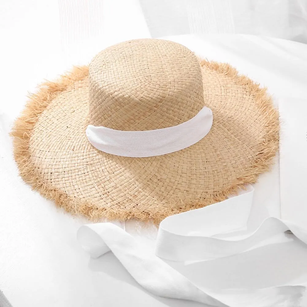 Women Sun Straw Hat Wide Brim Summer Hat Foldable Floppy Beach Hat for Wide Brim Straw Hat Beach Straw Hat Ribbon Hat