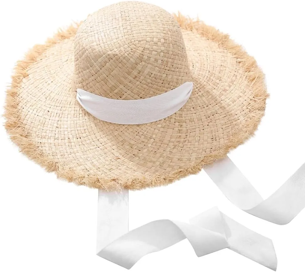 Women Sun Straw Hat Wide Brim Summer Hat Foldable Floppy Beach Hat for Wide Brim Straw Hat Beach Straw Hat Ribbon Hat