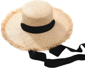 Women Sun Straw Hat Wide Brim Summer Hat Foldable Floppy Beach Hat for Wide Brim Straw Hat Beach Straw Hat Ribbon Hat