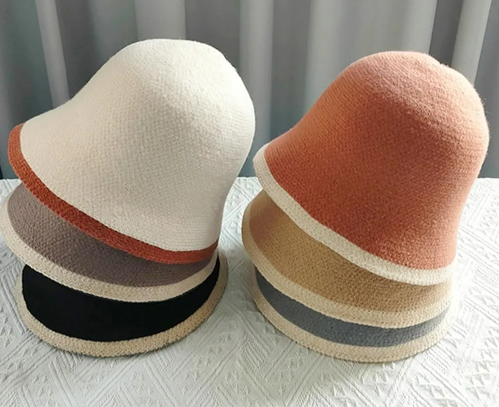 Womens Knitted Bucket Hats Wide Brim Summer Beach Sun Caps for Outdoor UV Protection Crochet Foldable Fishing Hat