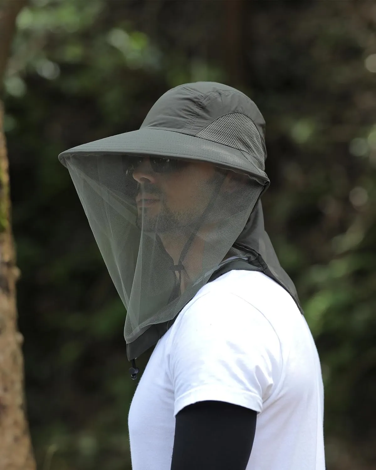 Womens Sun Hat Outdoor UV Protection Wide Brim Fishing Hat with Ponytail Hole Neck Flap for Beach Hiking Camping