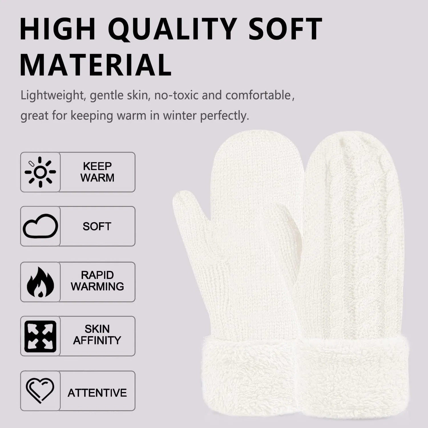 Women's Winter Gloves Warm Lining - Cozy Wool Knit Thick Gloves Mittens